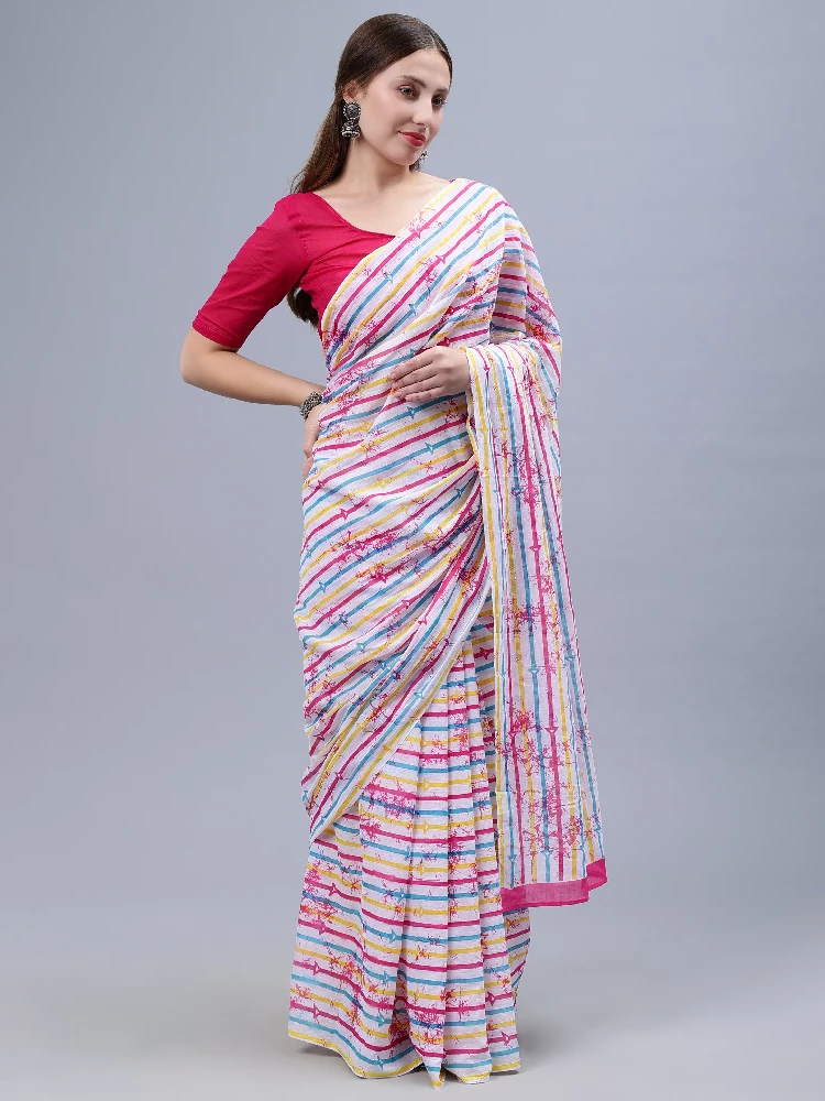 Printed Malmal Cotton Pink Saree-3.webp